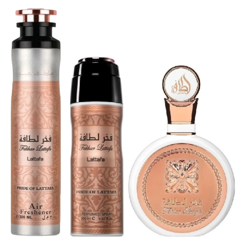 Lattafa Fakhar Woman gift set - + Perfumed Spray + Room Freshener