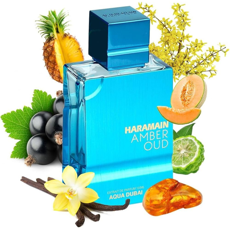Al Haramain Amber Oud Aqua Dubai gift set (EXP 75 ml + EXP 30 ml + body mist 250 ml) - Image 4