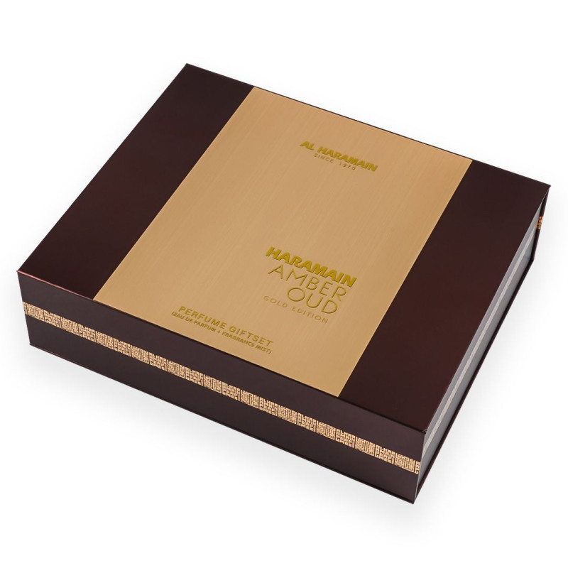 Al Haramain Amber Oud Gold Edition gift set (EDP 75 ml + EDP 30 ml + body mist 250 ml) - Image 2